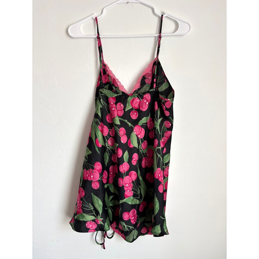 Victorias Secret Cherry Satin Lace Ruched Slip Chemise Romantic Girly Coquette - Picture 3 of 4